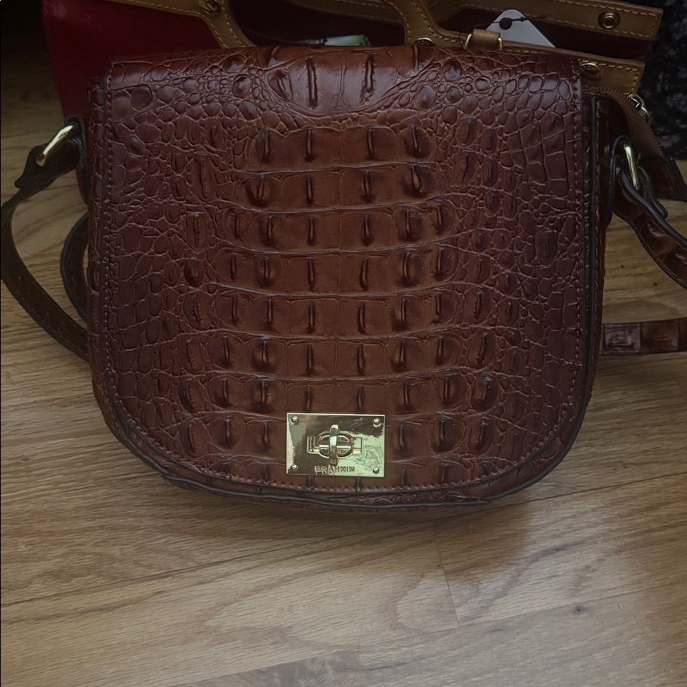 Brahmin Brown Crocodile Embossed Shoulder Bag - Picture 5 of 9